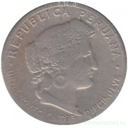 Монета. Перу. 5 сентаво 1919 год.