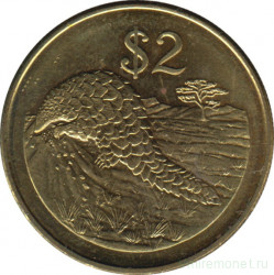 Монета. Зимбабве. 2 доллара 2002 год.