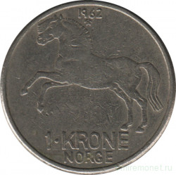 Монета. Норвегия. 1 крона 1962 год.