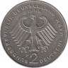 Монета. ФРГ. 2 марки 1988 год. Людвиг Эрхард. Монетный двор - Штутгарт (F). рев.