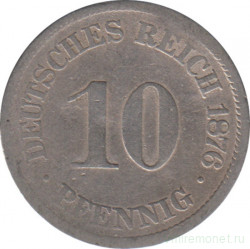 Монета. Германия (Германская империя 1871-1922). 10 пфеннигов 1876 год. (J).