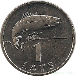 Монета. Латвия. 1 лат 1992 год. Рыба.