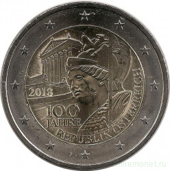 Монета. Австрия. 2 евро 2018 год. 100 лет Австрийской республике.