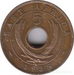 Монета. Британская Восточная Африка. 5 центов 1935 год.