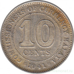Монета. Малайя (Малайзия). 10 центов 1941 год.