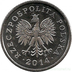 Монета. Польша. 50 грошей 2014 год.