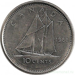 Монета. Канада. 10 центов 1988 год.