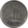Монета. Канада. 10 центов 1988 год. ав.
