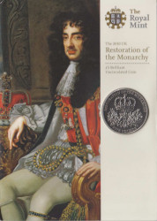 Монета. Великобритания. 5 фунтов 2010 год. 350 лет реставрации монархии. В буклете.