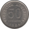 Монета. Аргентина. 50 сентаво 1954 год. ав.