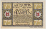 Бона. Нотгельд. Германия. Город Хамелн. 75 пфеннигов 1921 год. Вариант 566.3.6. ав.