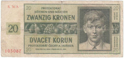 Банкнота. Протекторат Богемия и Моравия. 20 крон 1944 год. Тип 9а (2). 