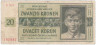 Банкнота. Протекторат Богемия и Моравия. 20 крон 1944 год. Тип 9а (2). 