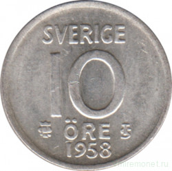 Монета. Швеция. 10 эре 1958 год.