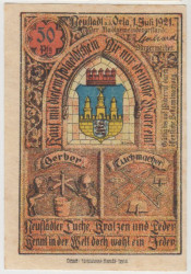 Бона. Нотгельд. Германия. Город Нойштадт на Орле. 50 пфеннигов 1921 год. Вариант 965.1.3.