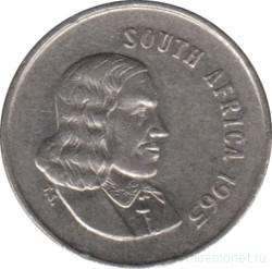 Монета. Южно-Африканская республика (ЮАР). 5 центов 1965 год. Аверс - "SOUTH AFRICA".