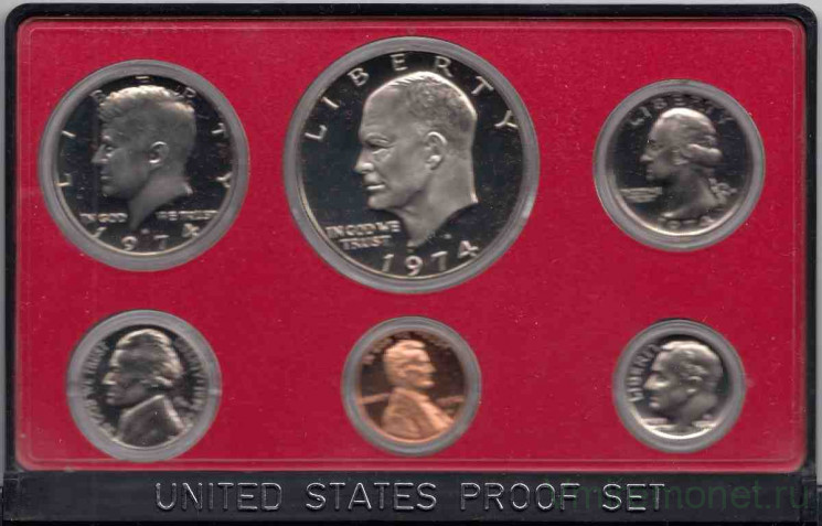 Монета. США. Годовой набор 1974 год. Монетный двор S.