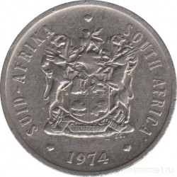 Монета. Южно-Африканская республика (ЮАР). 20 центов 1974 год.