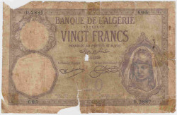 Банкнота. Алжир. 20 франков 1929 год. 23.01.1929. Тип 78b.