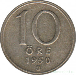 Монета. Швеция. 10 эре 1950 год.