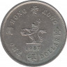 Монета. Гонконг. 1 доллар 1987 год. ав.