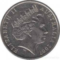 Монета. Австралия. 10 центов 2007 год.