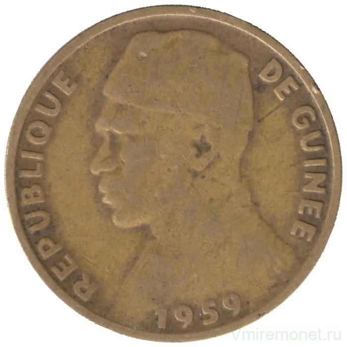 Монета. Гвинея. 10 франков 1959 год.