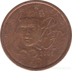 Монета. Франция. 2 цента 2005 год.