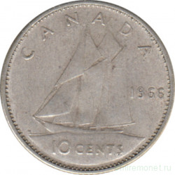 Монета. Канада. 10 центов 1966 год.