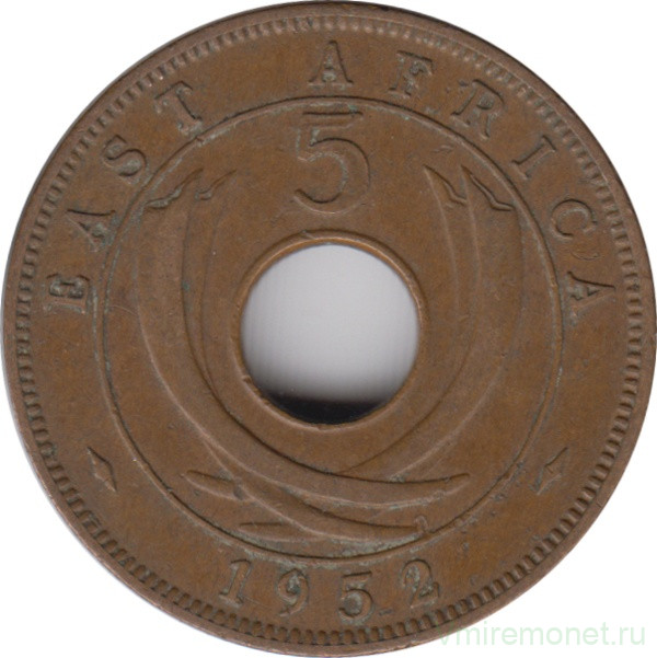 Монета. Британская Восточная Африка. 5 центов 1952 год.