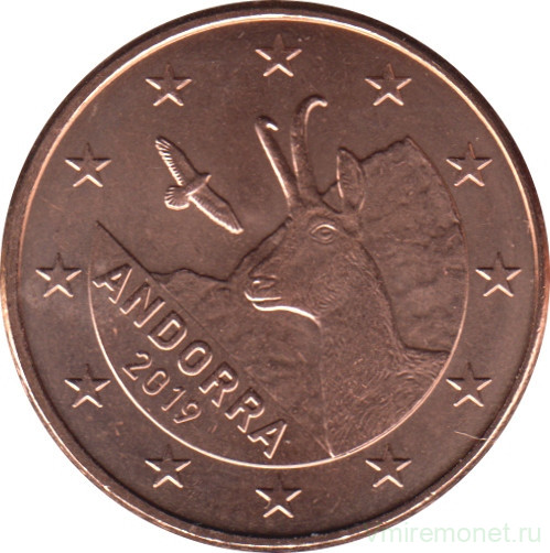 Монета. Андорра. 5 центов 2019 год.