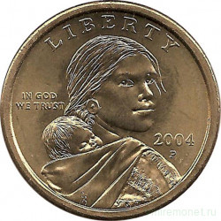 Монета. США. 1 доллар 2004 год. Сакагавея, парящий орел. Монетный двор P.
