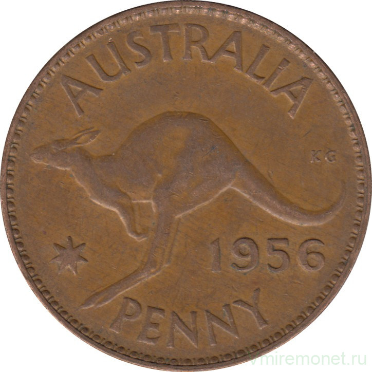 Монета. Австралия. 1 пенни 1956 год.