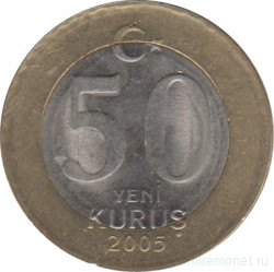 Монета. Турция. 50 курушей 2005 год.