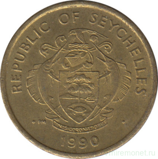 Монета. Сейшельские острова. 5 центов 1990 год.