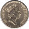 Монета. Великобритания. 1 фунт 1992 год.