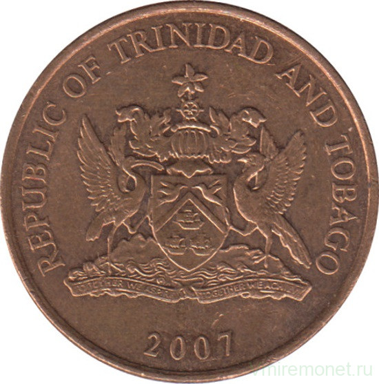 Монета. Тринидад и Тобаго. 5 центов 2007 год.