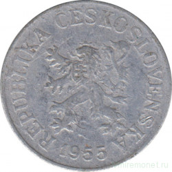Монета. Чехословакия. 10 геллеров 1955 год.
