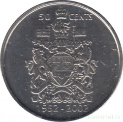 Монета. Канада. 50 центов 2002 год. 50 лет правления Елизаветы II. (P)
