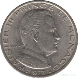 Монета. Монако. 1 франк 1977 год.