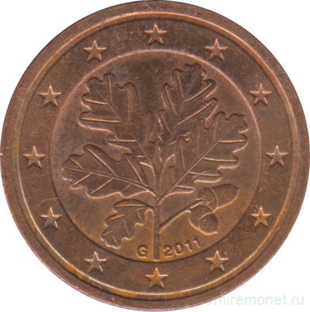 Монета. Германия. 2 цента 2011 год. (G).