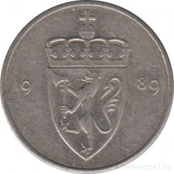 Монета. Норвегия. 50 эре 1989 год.