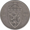 Монета. Норвегия. 50 эре 1989 год. ав.