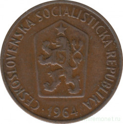 Монета. Чехословакия. 50 геллеров 1964 год.