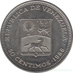 Монета. Венесуэла. 50 сентимо 1988 год.