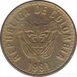 Монета. Колумбия. 5 песо 1991 год.