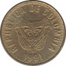 Монета. Колумбия. 5 песо 1991 год. ав.