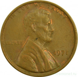 Монета. США. 1 цент 1971 год.