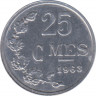  Монета. Люксембург. 25 сантимов 1963 год. ав.