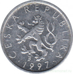 Монета. Чехия. 10 геллеров 1997 год.